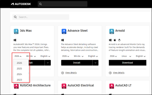 Hướng dẫn download các phiên bản cũ của phần mềm Autodesk
